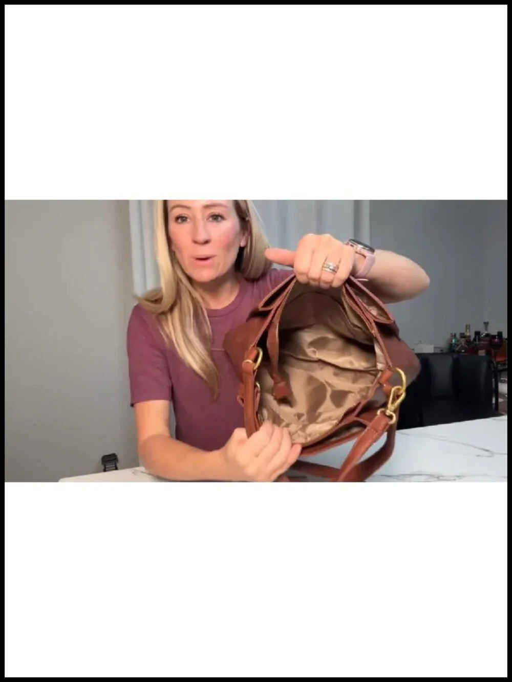 Vegan Leather Hobo Bag Triple Compartments Zippered Work Travel Purse